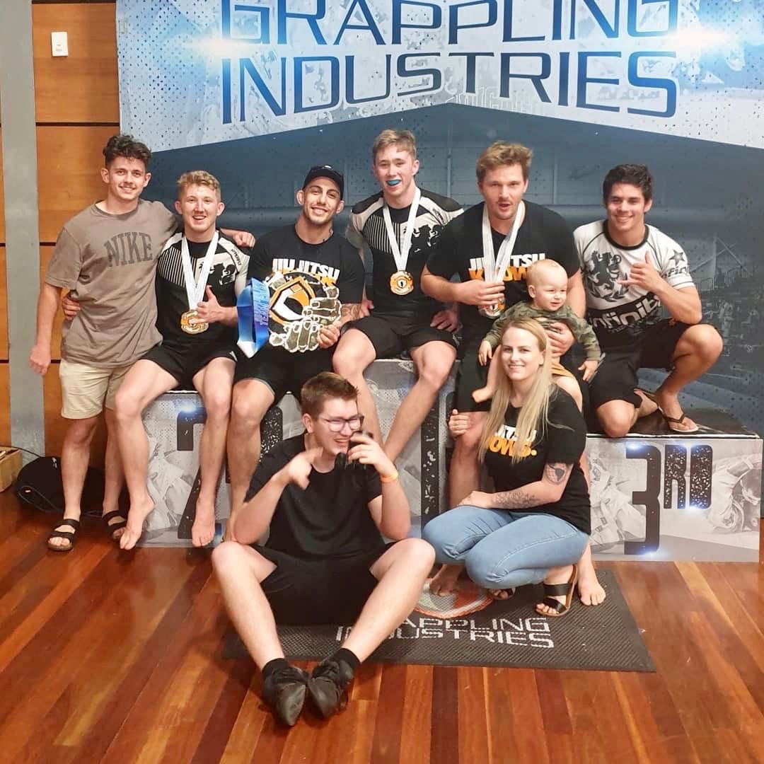 Infinity BJJ Sandgate Crew after winning the club of the day award at Grappling Industries Gold Coast.