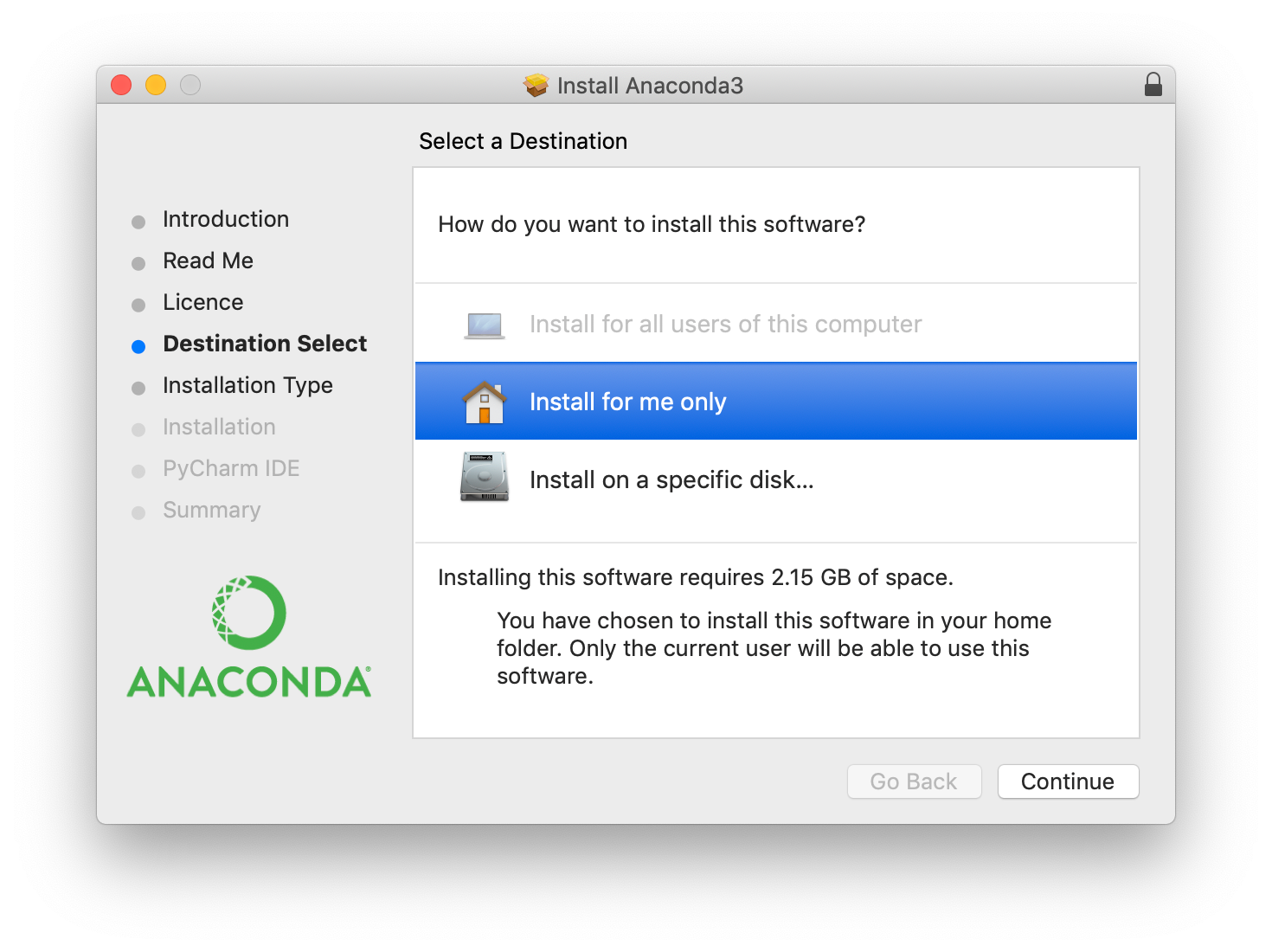 Anaconda installer