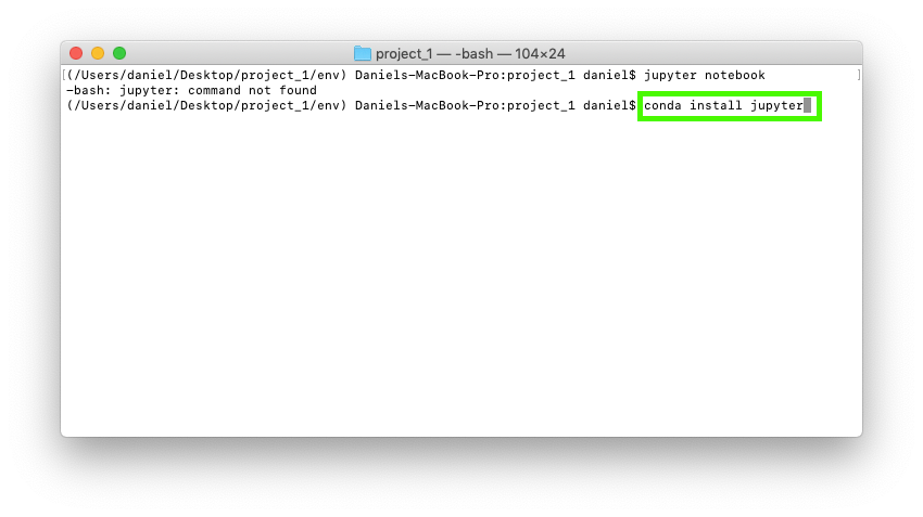 conda install jupyter command on the command line