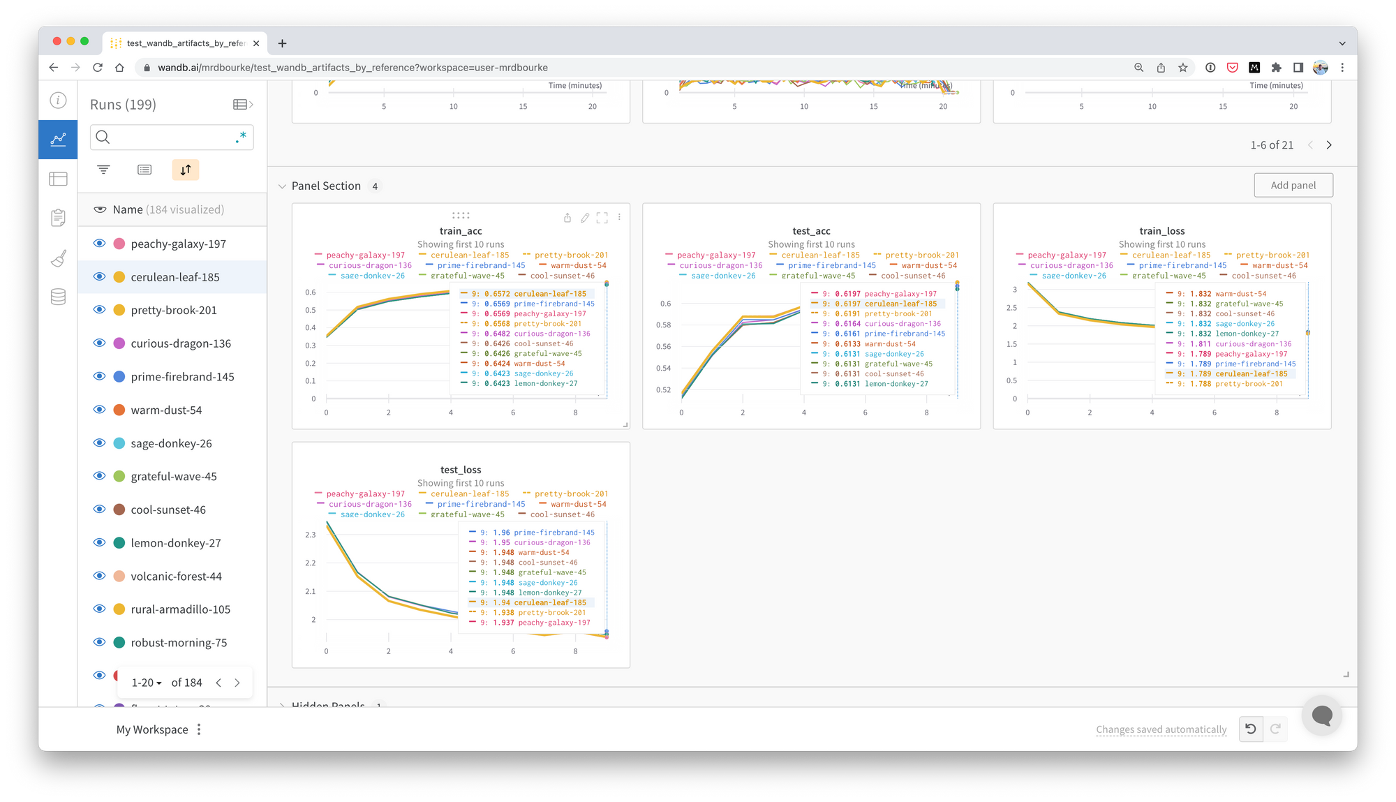 Weights & Biases experiment tracking interface